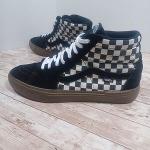 Vans Men's Checkered High-Top Sneakers - Black and White